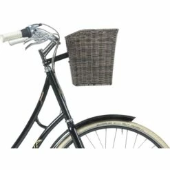 Basil Bremen Rattan Look FM Fietsmand - Voor - 25L - Dark Brown -Abus Shop basil bremen rattan look fm front wheel basket dark brown 4 1361343